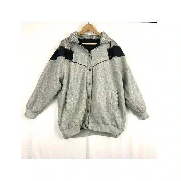 VTG Reversible Windbreaker Jacket OS Silver Snap Button Closure CURRENT SEEN - Picture 11 of 11